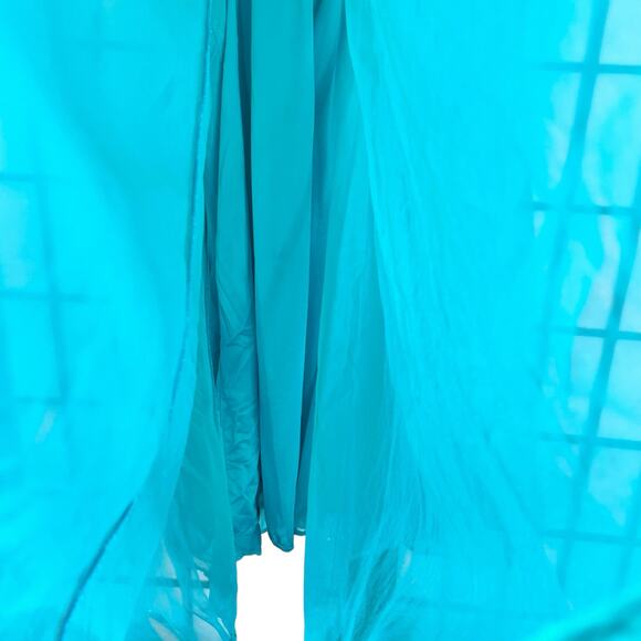 Vintage Nylon Ruffle Baby Doll Blue Sleeveless Nightgown 70's Style - Picture 7 of 9